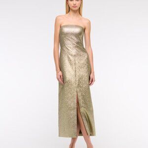 Abercrombie & Fitch Strapless Gold Sequin Midi Dress